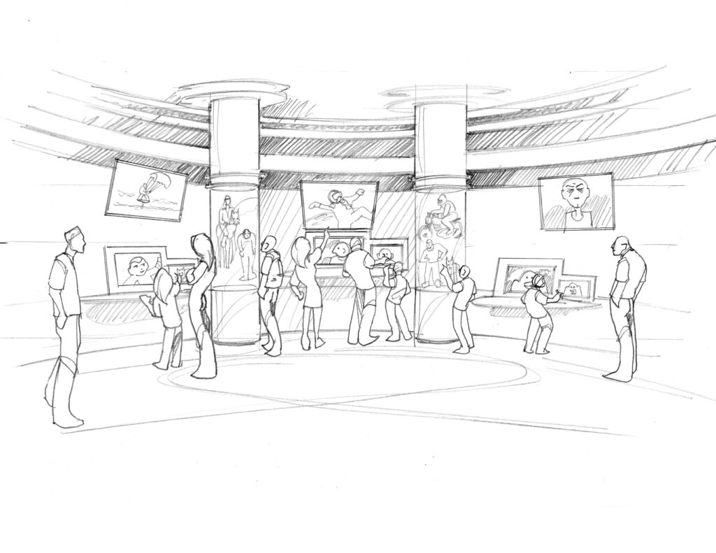 Design sketch of an animation exhibit